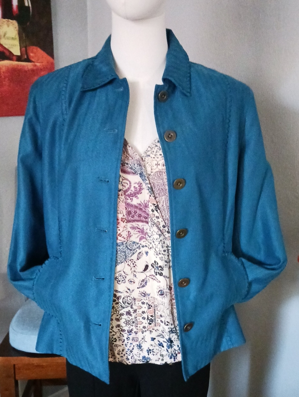 Coldwater Creek Teal Button-Front Jacket